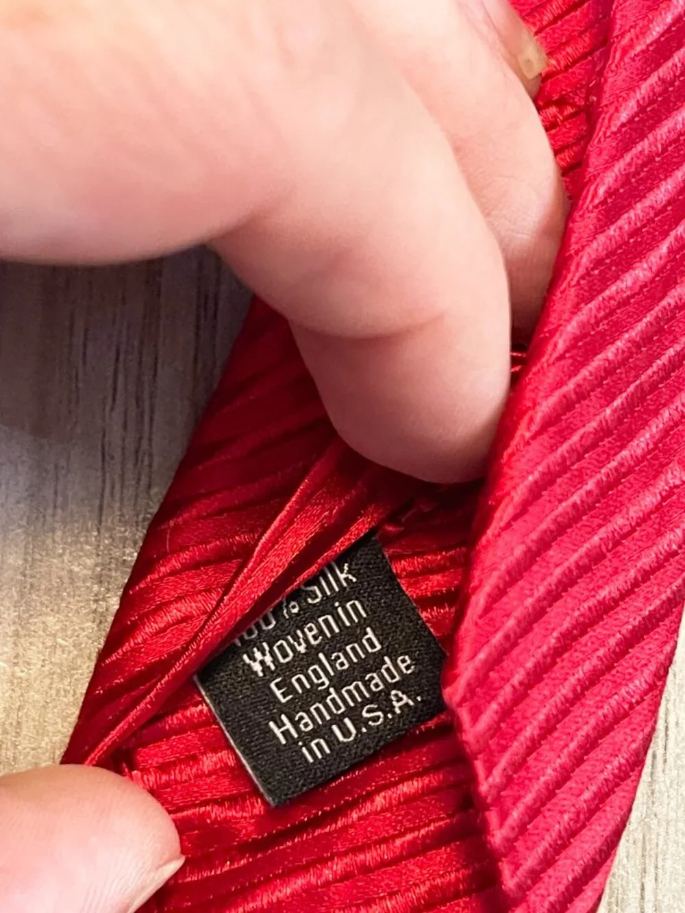 David Donahue 100% Silk Red Textured Tie Handmade in USA